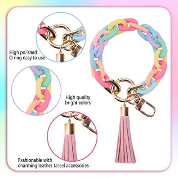 GIEMSON Acrylic Bangle Key Ring Wristlet Keychain Chunky Chain Link Key Ring Bracelets for Women Boho Car Keychain Holder