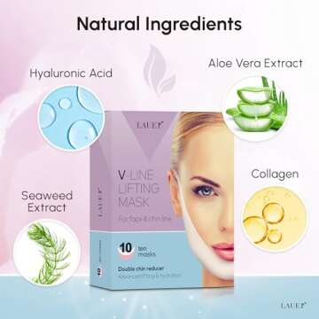 V Shaped Contouring Face Mask Line Shaping Lifting Belt Neck Reduction Jawline Lift Tape Enhancer Face Patch Firming Tightening Skin Chin Up Sculpting Collagen Mask Hyaluronic Acid Aloe Vera 10 pcs