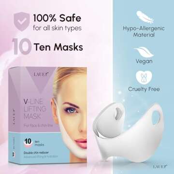 V Shaped Contouring Face Mask Line Shaping Lifting Belt Neck Reduction Jawline Lift Tape Enhancer Face Patch Firming Tightening Skin Chin Up Sculpting Collagen Mask Hyaluronic Acid Aloe Vera 10 pcs