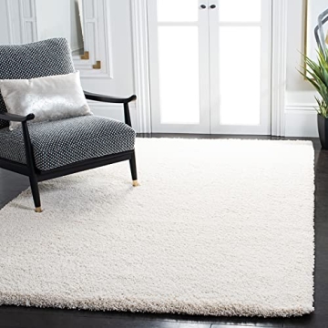 SAFAVIEH Milan Shag Collection Area Rug - 8' x 10', Ivory, Solid Design, Non-Shedding & Easy Care, 2...