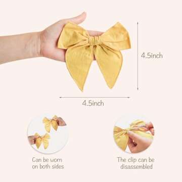 Niceye Fable Girls Hair Bows Cotton Linen Alligator Hair Clips or Little Girls Toddlers Kids Neutral...