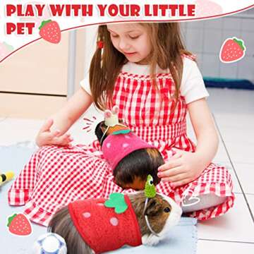 Mixweer 4 Pieces Guinea Pig Stuff Includes 2 Guinea Pig Clothes and 2 Cute Mini Hats with Adjustable Strap Small Animal Warm Vest Cozy Hand Knitted Hat for Hamster Bunny(Frog Style)