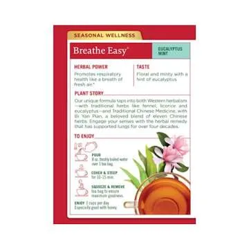 Traditional Medicinals Breathe Easy Seasonal Tea - Respiratory Support - 16 Bags