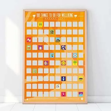 Gift Republic 100 Things To Do For Wellbeing Scratch Off Poster Wellness Bucket List Poster Motivational Wall Art Positive Mental Health Boxed Gift