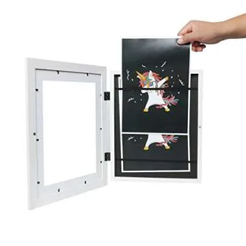 FrameWorks 2-Pack 10x12.5 White Wooden Kids Art Frame with Magnetic Door – Display for 3D Artwork,...