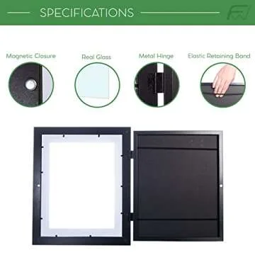 FrameWorks 2-Pack 10x12.5 White Wooden Kids Art Frame with Magnetic Door – Display for 3D Artwork, Photos, Crafts – Gallery Style Edges Wall Decor for Home, Playroom, Easy Access Frame for Creativity