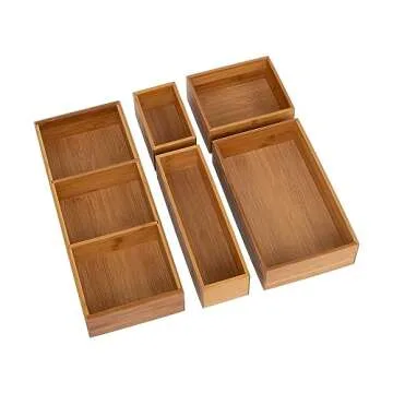 Seville Classics Bamboo Premium Organizer Storage Bins Set