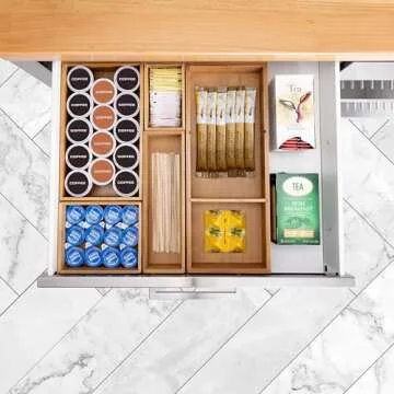 Seville Classics Bamboo Premium Organizer Storage Bins Set