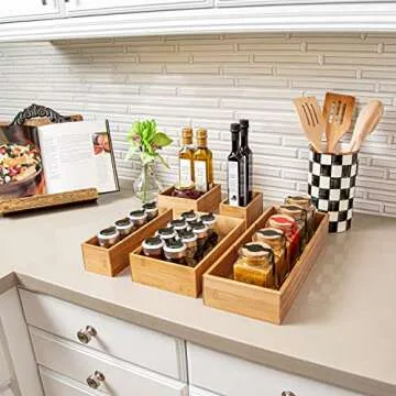 Seville Classics Bamboo Premium Organizer Storage Bins Set