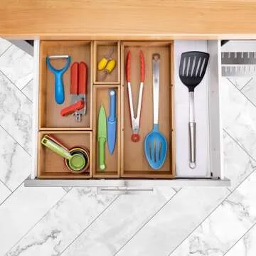 Seville Classics Bamboo Premium Organizer Storage Bins Set