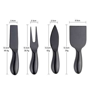 Buyer Star Black 4 Piece Cheese Knife Set for Charcuterie