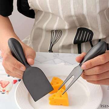 Buyer Star Black 4 Piece Cheese Knife Set for Charcuterie