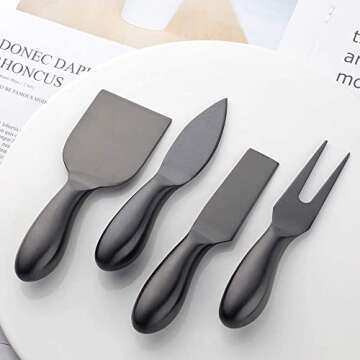 Buyer Star Black 4 Piece Cheese Knife Set for Charcuterie