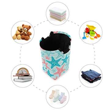 senya Nautical Ocean Starfish Large Storage Basket Collapsible Organizer Bin Laundry Hamper for Nursery Clothes Toys