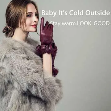 YISEVEN Women’s Sheepskin Leather Gloves for Winter Warmth