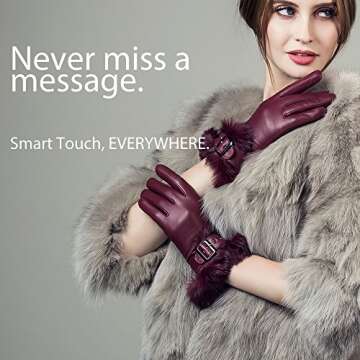 YISEVEN Women’s Sheepskin Leather Gloves for Winter Warmth