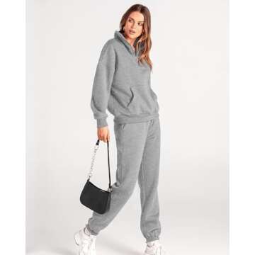 BTFBM Women's Two Piece Lounge Sets Fall Outfits Zip Sweatshirt Jogging Suits Sweatpants Matching Tracksuits Sweatsuits(Solid Grey, Medium)