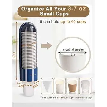 Samhe Cup Dispenser, Bathroom Water Cooler Cup Dispenser for 3oz to 7oz Small Cups, Capsule-Shaped Wall Mounted Cup Holder for Home Hospital Office, Blue