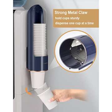 Samhe Cup Dispenser, Bathroom Water Cooler Cup Dispenser for 3oz to 7oz Small Cups, Capsule-Shaped Wall Mounted Cup Holder for Home Hospital Office, Blue