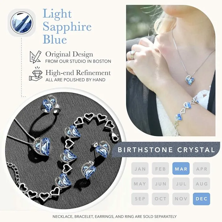 Silver Plated Infinity Heart Necklace with Crystals