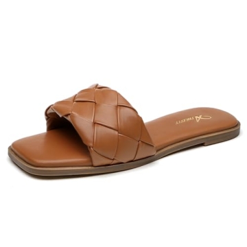Athlefit Women's Braided Flat Sandals - Elegant & Comfortable Summer Footwear