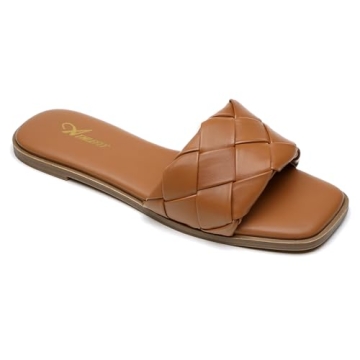 Athlefit Women's Braided Flat Sandals Comfortable Summer Footwear