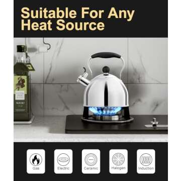 Durable 2 Quart Whistling Tea Kettle for Any Kitchen