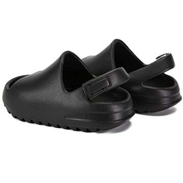 Toddler Little Kids Slides Sandals, Kids Summer Non-slip Open Toe Slides Sandals,Beach Pool Anti-slip Water Shoes,Indoor Outdoor Lightweight Slippers for Boys and Girls 2627Black