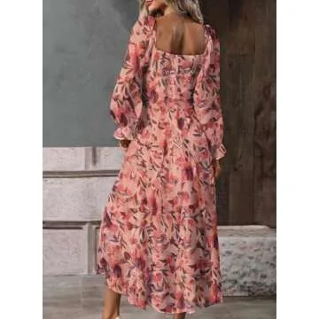 BLENCOT Floral Square Neck Dress for Stylish Women