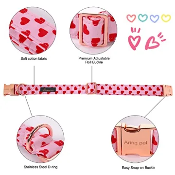 ARING PET Valentine's Day Dog Collar - Adorable Pink Heart Design