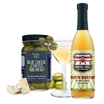 Green Jay Gourmet Blue Cheese Stuffed Olives – Cheese Stuffed Green Olives for Cocktail Garnish & Cheese Board – Dirty Martini Olives – Gourmet Olives – All Natural – Large – 2 x 16 Ounces