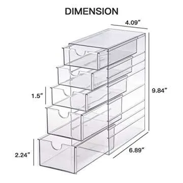 FABROK 5-Drawer Hair Accessory Organizer for Clear Storage