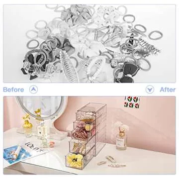 FABROK 5-Drawer Hair Accessory Organizer for Clear Storage