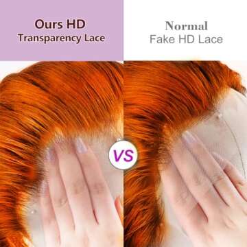 soeyrkke Ginger Orange Lace Front Wigs Human Hair 13x6 Body Wave Frontal Wigs Human Hair for Women 200% Density Pre Plucked HD Transparent Lace Glueless 350 Colored Human Hair Wig Bleach Knots 26 Inch