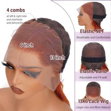 soeyrkke Ginger Orange Lace Front Wigs Human Hair 13x6 Body Wave Frontal Wigs Human Hair for Women 200% Density Pre Plucked HD Transparent Lace Glueless 350 Colored Human Hair Wig Bleach Knots 26 Inch