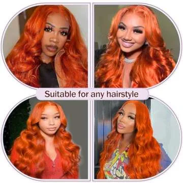 soeyrkke Ginger Orange Lace Front Wigs Human Hair 13x6 Body Wave Frontal Wigs Human Hair for Women 200% Density Pre Plucked HD Transparent Lace Glueless 350 Colored Human Hair Wig Bleach Knots 26 Inch