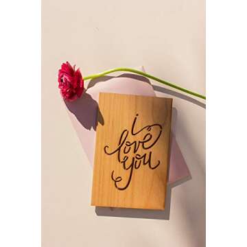 I Love You Calligraphy Wood Card [Handmade Gifts, Anniversary, Wedding, Birthday, Just Because]