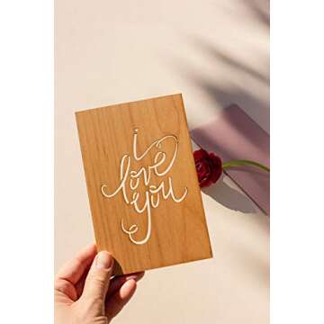 I Love You Calligraphy Wood Card [Handmade Gifts, Anniversary, Wedding, Birthday, Just Because]