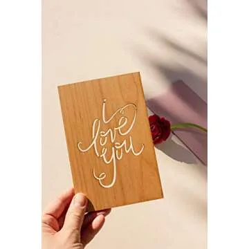 I Love You Calligraphy Wood Card [Handmade Gifts, Anniversary, Wedding, Birthday, Just Because]