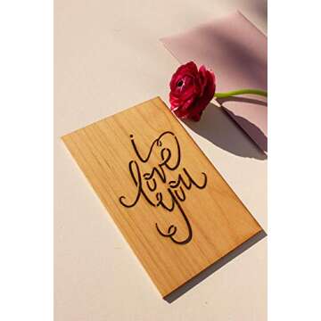 I Love You Calligraphy Wood Card [Handmade Gifts, Anniversary, Wedding, Birthday, Just Because]