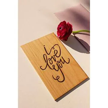 I Love You Calligraphy Wood Card [Handmade Gifts, Anniversary, Wedding, Birthday, Just Because]