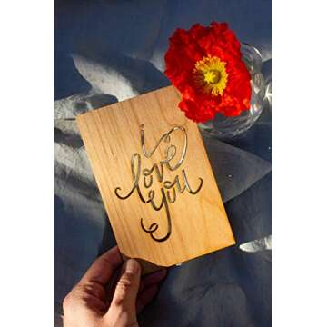 I Love You Calligraphy Wood Card [Handmade Gifts, Anniversary, Wedding, Birthday, Just Because]