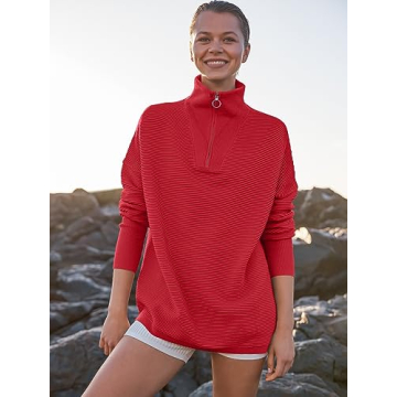 Cozy Oversized Women Quarter Zip Sweater for Fall