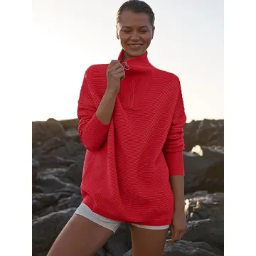 Cozy Oversized Women Quarter Zip Sweater for Fall