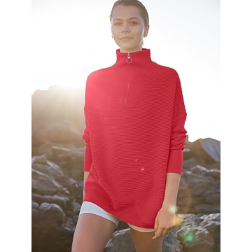 Cozy Oversized Women Quarter Zip Sweater for Fall