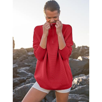 Cozy Oversized Women Quarter Zip Sweater for Fall