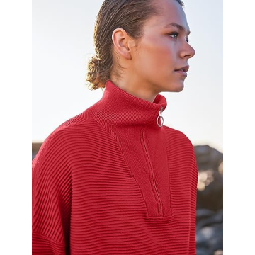 Cozy Oversized Women Quarter Zip Sweater for Fall
