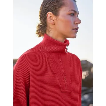 Cozy Oversized Women Quarter Zip Sweater for Fall