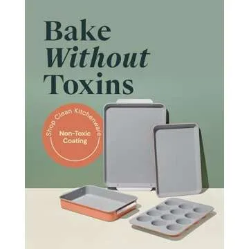 Caraway Nonstick Ceramic Bakeware Set (5 Pieces) - Baking Sheets, Assorted Baking Pans, & Storage - ...