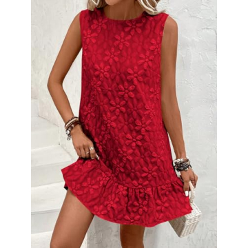 SOLY HUX Ruffle Hem Sleeveless Tank Dress for Women